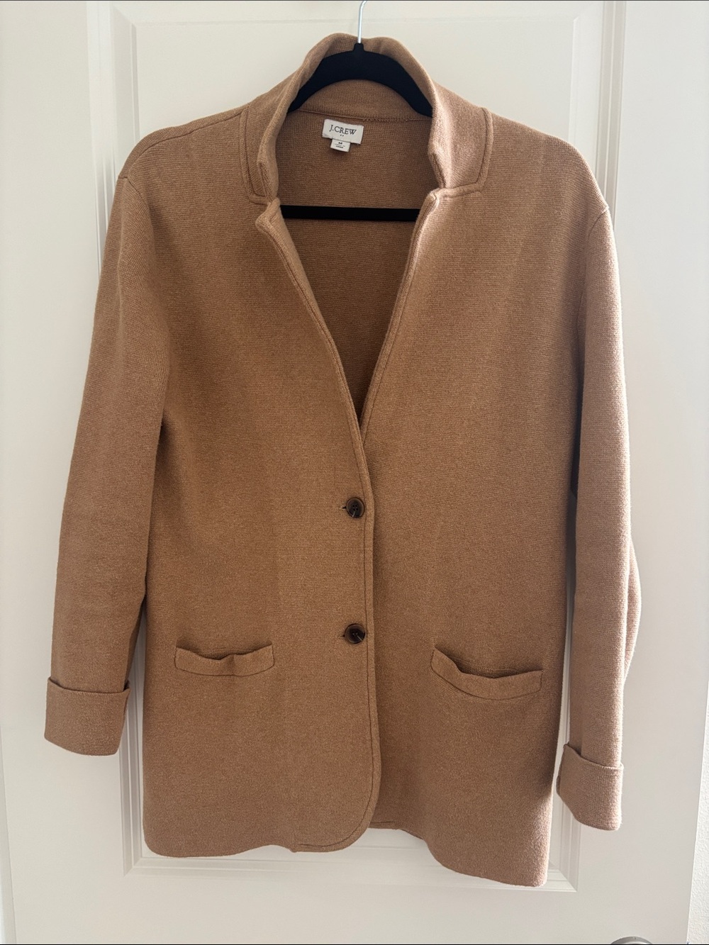 J. Crew Camel Button-Front Wool-Blend Blazer